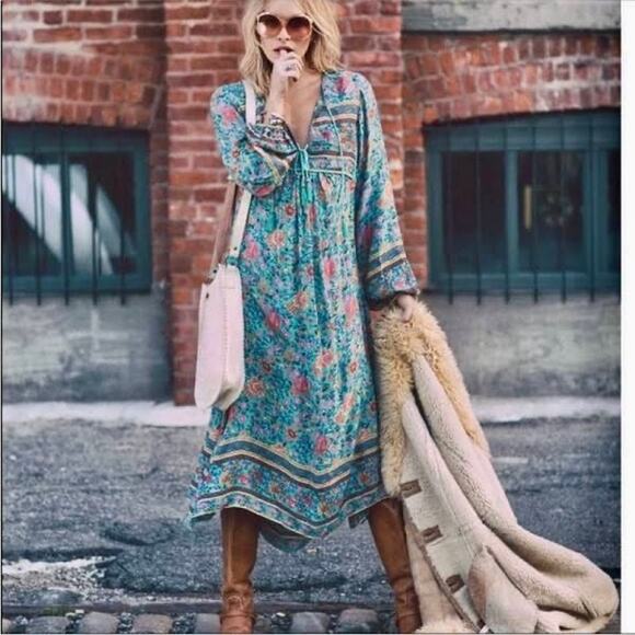 SPELL DESIGNS & THE GYPSY COLLECTIVE UNICORN FOLKTOWN MIDI DRESS XS - Picture 1 of 11